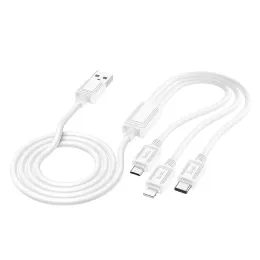Hoco kabel 3w1 USB - Lightning / Micro USB / USB-C, 1 m, biały