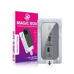 JP Magic Box Privacy 5D Σκληρυμένο γυαλί με εύκολη εφαρμογή, iPhone 15 Plus / 16 Plus, μαύρο