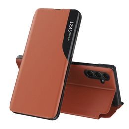 Eco Leather View Case, Samsung Galaxy S25 Plus, pomarańczowe