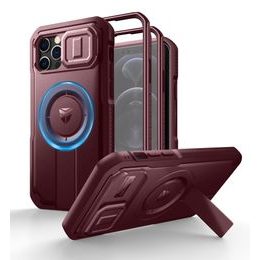 Dexnor MagSafe 360 Kickstand Camprotector etui iPhone 12 / 12 Pro, bordowy