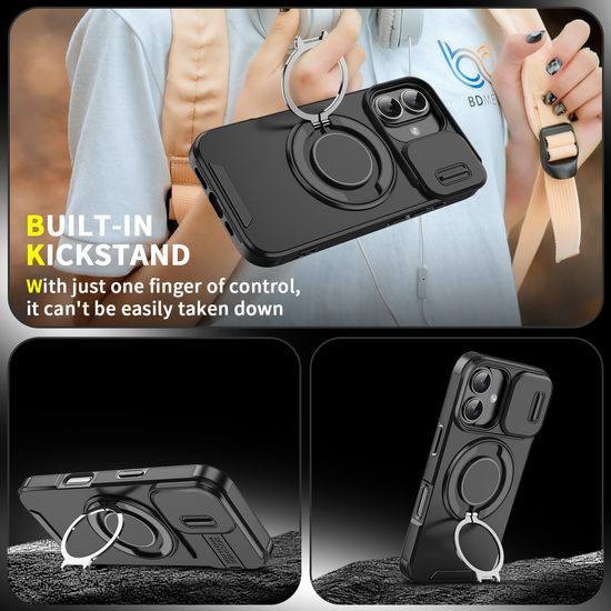 Θήκη Camslide Stand, iPhone 16 Plus, μαύρο