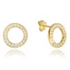 MINET Pozlacené stříbrné náušnice KROUŽKY s bílými zirkony