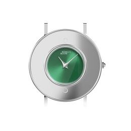 Stříbrné pouzdro/zelený číselník