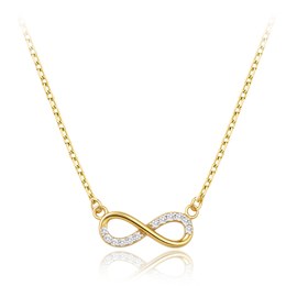 MINET Elegantní zlatý náhrdelník nekonečno s bílými zirkony Au 585/1000 1,95g
