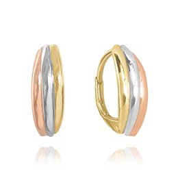 MINET Trojbarevné elegantní stříbrné náušnice