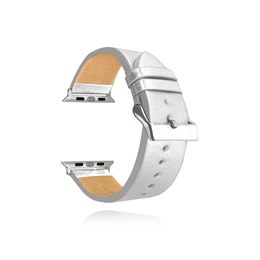 Stříbrný kožený řemínek MINET Top Grain pro APPLE WATCH 42-44 mm MSXAZS2