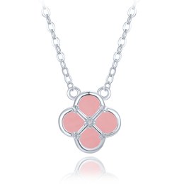 MINET Stříbrný náhrdelník čtyřlístek s jadeitem