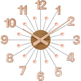 VLAHA VCT1086 - Dřevěné Rosegold hodiny s kameny DESIGN vyrobené v Čechách