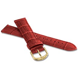 Červený prošitý řemínek CROCO se zlatou sponou - 14
