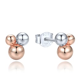 MINET Elegantní stříbrné náušnice se stříbrnými a Rosegold kuličkami