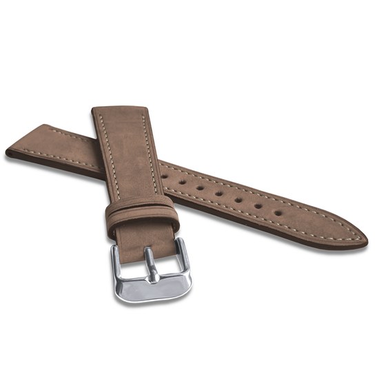 LAVVU LSACE18 Světle hnědý prošitý kožený řemínek z jemného nubuku - 18