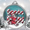 Santa Run (Blue) Christmas 3D Texture Print Full Color 2 1/8 Medal - Silver