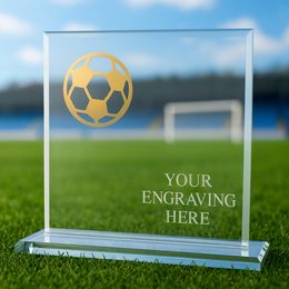 Titanium Glass and Metal Fusion Soccer Trophy