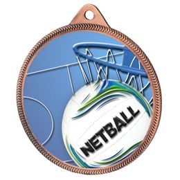 Netball 3D Texture Print Full Color 2 1/8, Medal - Bronze