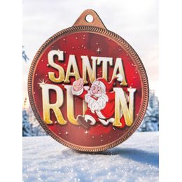 Santa Run (Red) Christmas 3D Texture Print Full Color 2 1/8 Medal - Bronze