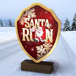 Arden Santa Run Real Wood Shield Trophy