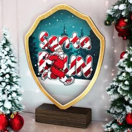 Arden Santa Run Real Wood Shield Trophy