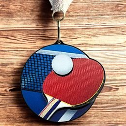 Rincon Colour Table Tennis Black Acrylic Medal