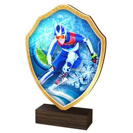 Arden Downhill Skiing Real Wood Shield Trophy