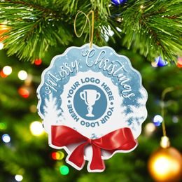 Red Ribbon Logo Bow Custom Made Printed Bauble