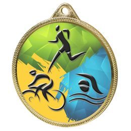 Triathlon Colour Texture 3D Print Gold Medal