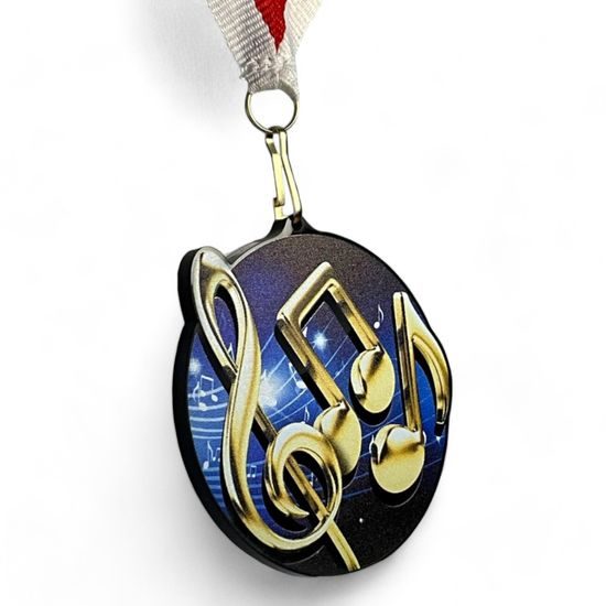 Rincon Colour Music Notes Black Acrylic Medal