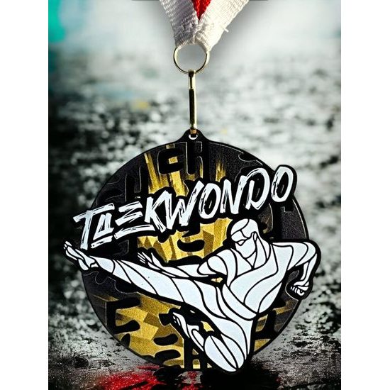 Rincon Classic Taekwondo Black Acrylic Medal