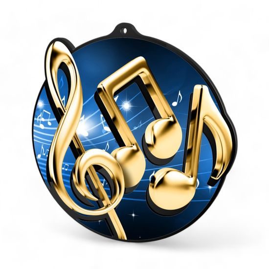 Rincon Colour Music Notes Black Acrylic Medal