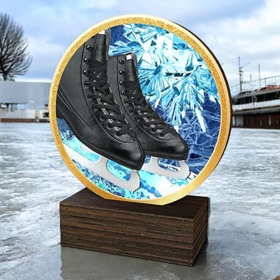 Holt Colour Black Ice Skates Real Wood Trophy