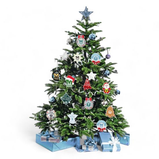 Christmas Ribbon Logo Tree Custom Made Printed Bauble